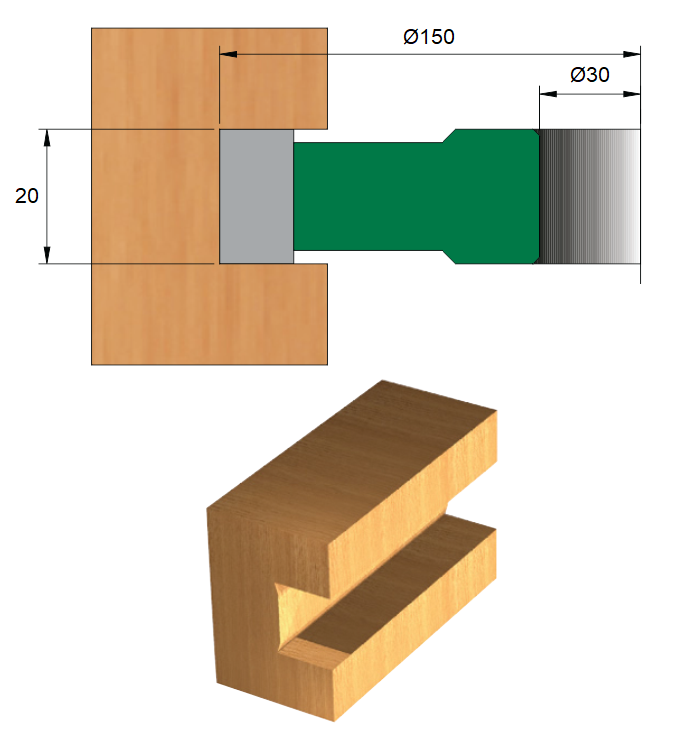 Fresa para Ranhura Ø150 x 20 x 30 – 6 Dentes - Cód. 1800.26